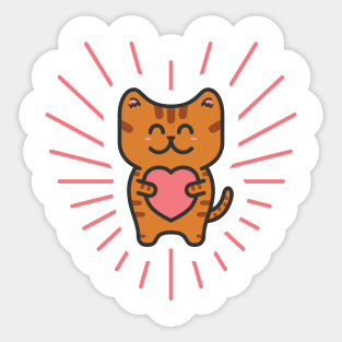 Cute Ginger Tabby Love Cat Sticker